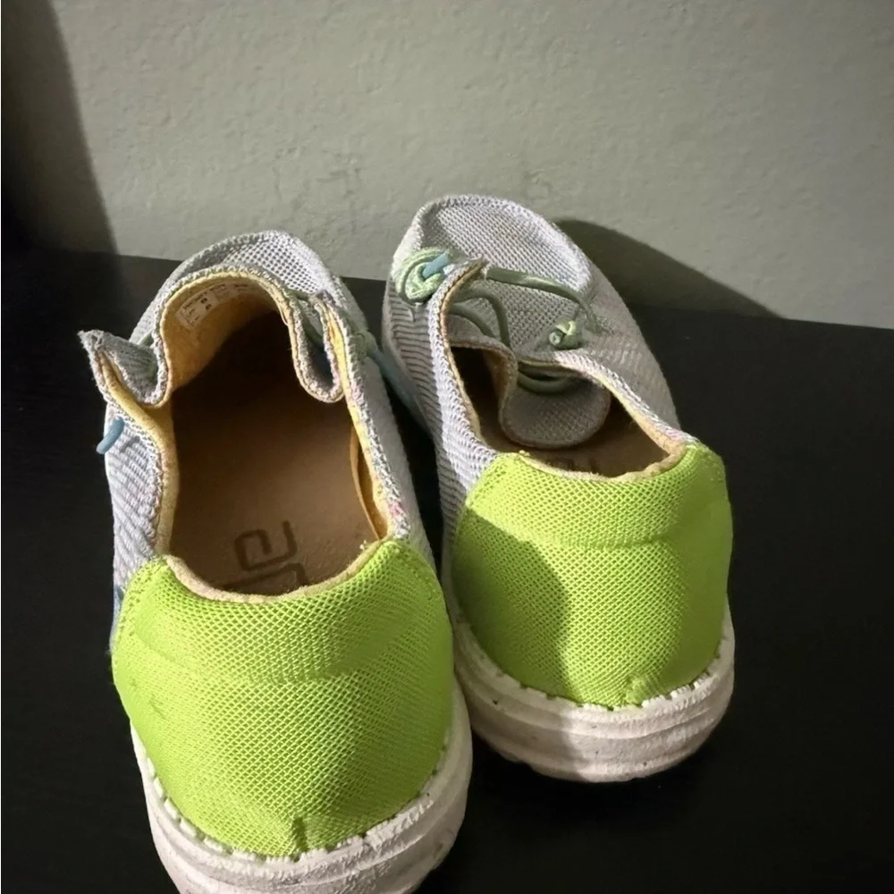 Women’s Casual Mesh Slip-On Shoes in Light Gray and Lime - (Brand: )